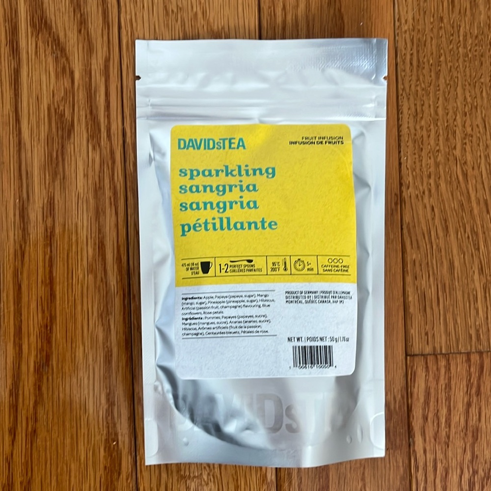 DAVIDsTEA Sparkling Sangria Fruit Infusion Herbal Tea Caffeine Free 50 grams